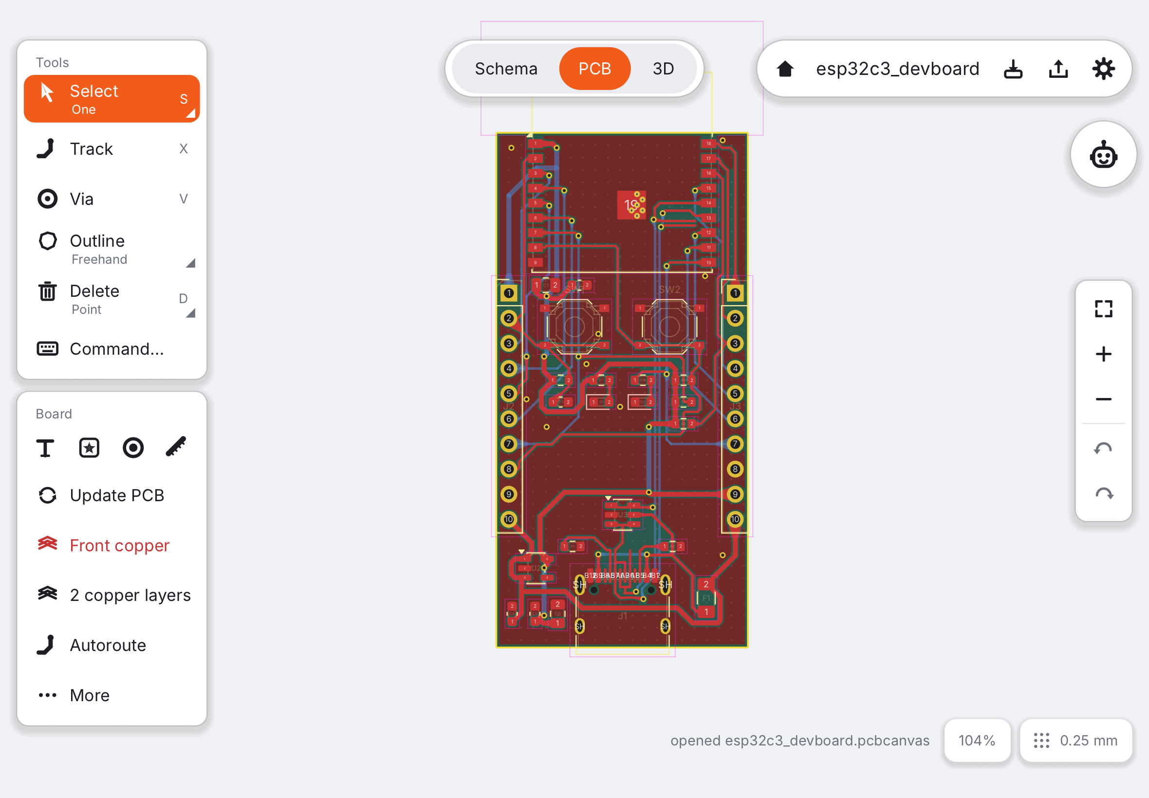 El mismo proyecto en modo PCB