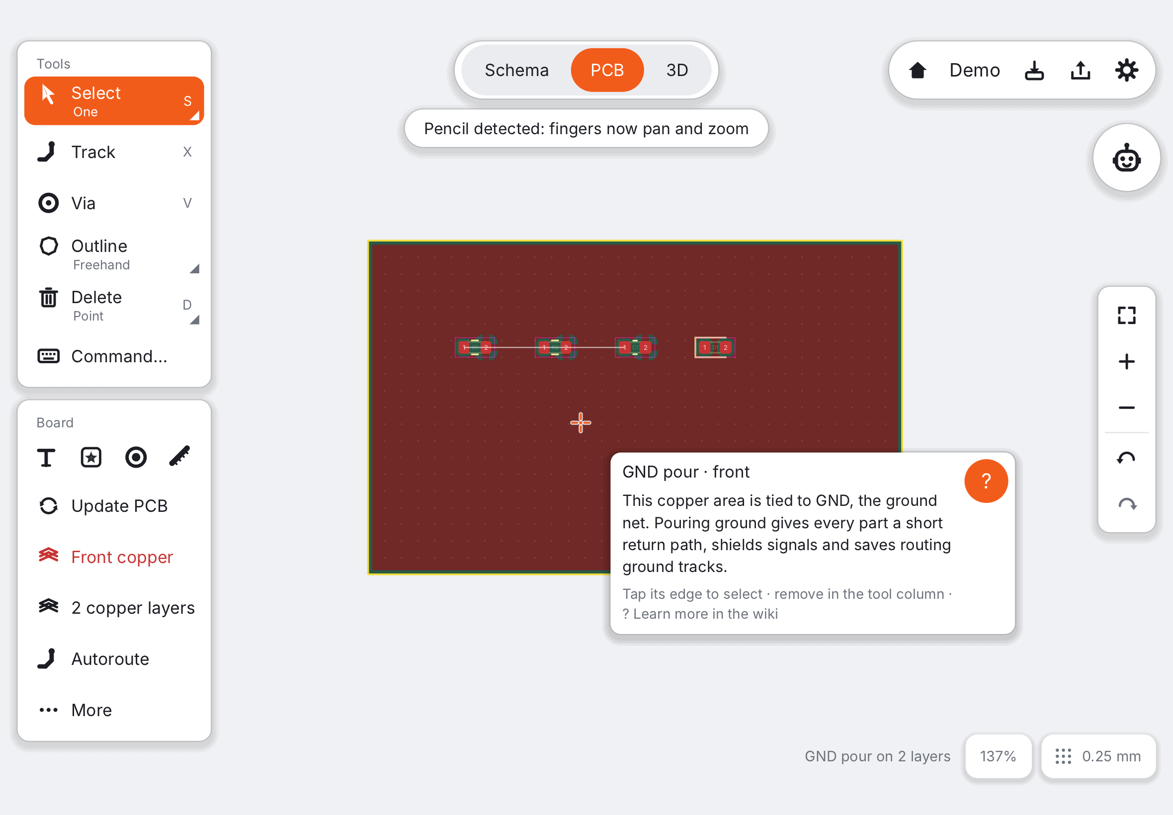 A hover card over a ground pour