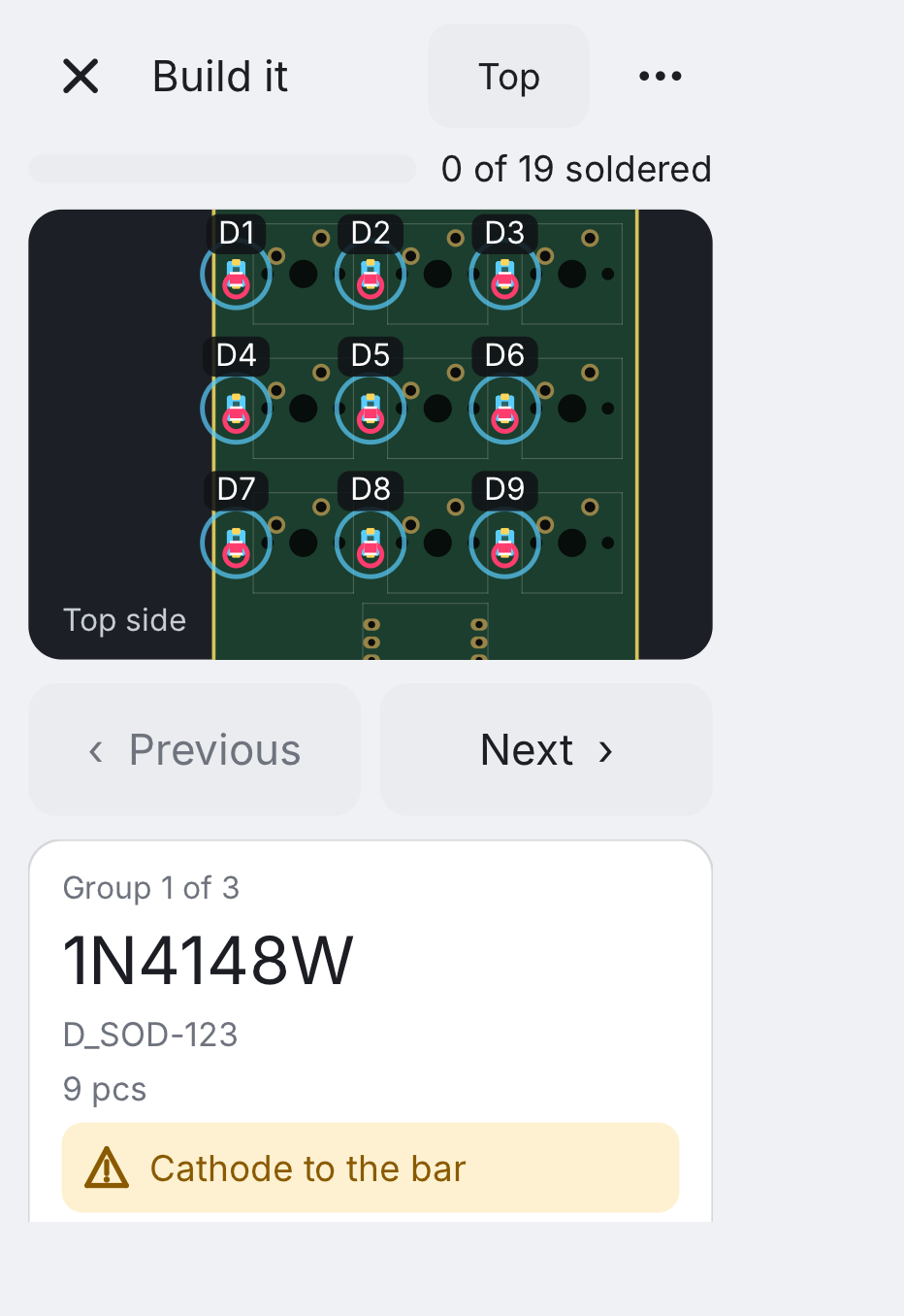 PCB Canvas on the iPhone Duo, folded: buildit row