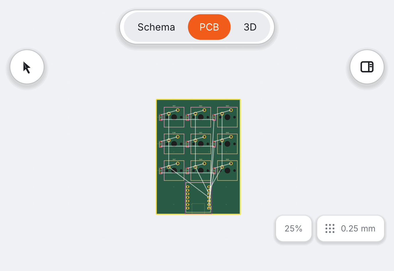 PCB Canvas on the iPhone Duo, folded: landscape
