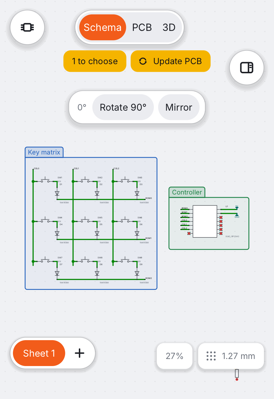 PCB Canvas on the iPhone Duo, folded: place quick