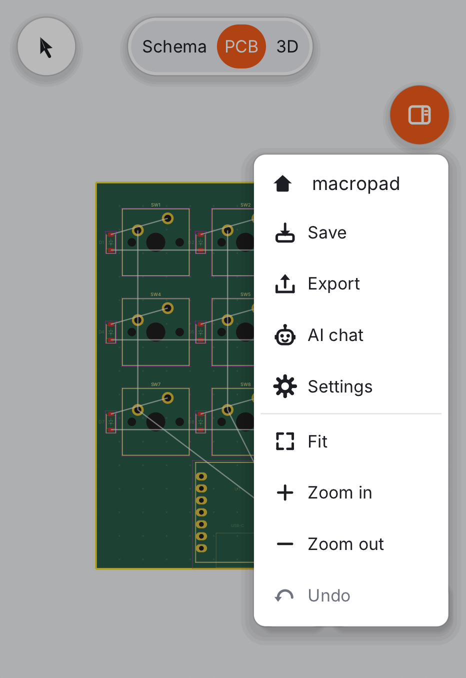PCB Canvas on the iPhone Duo, folded: right