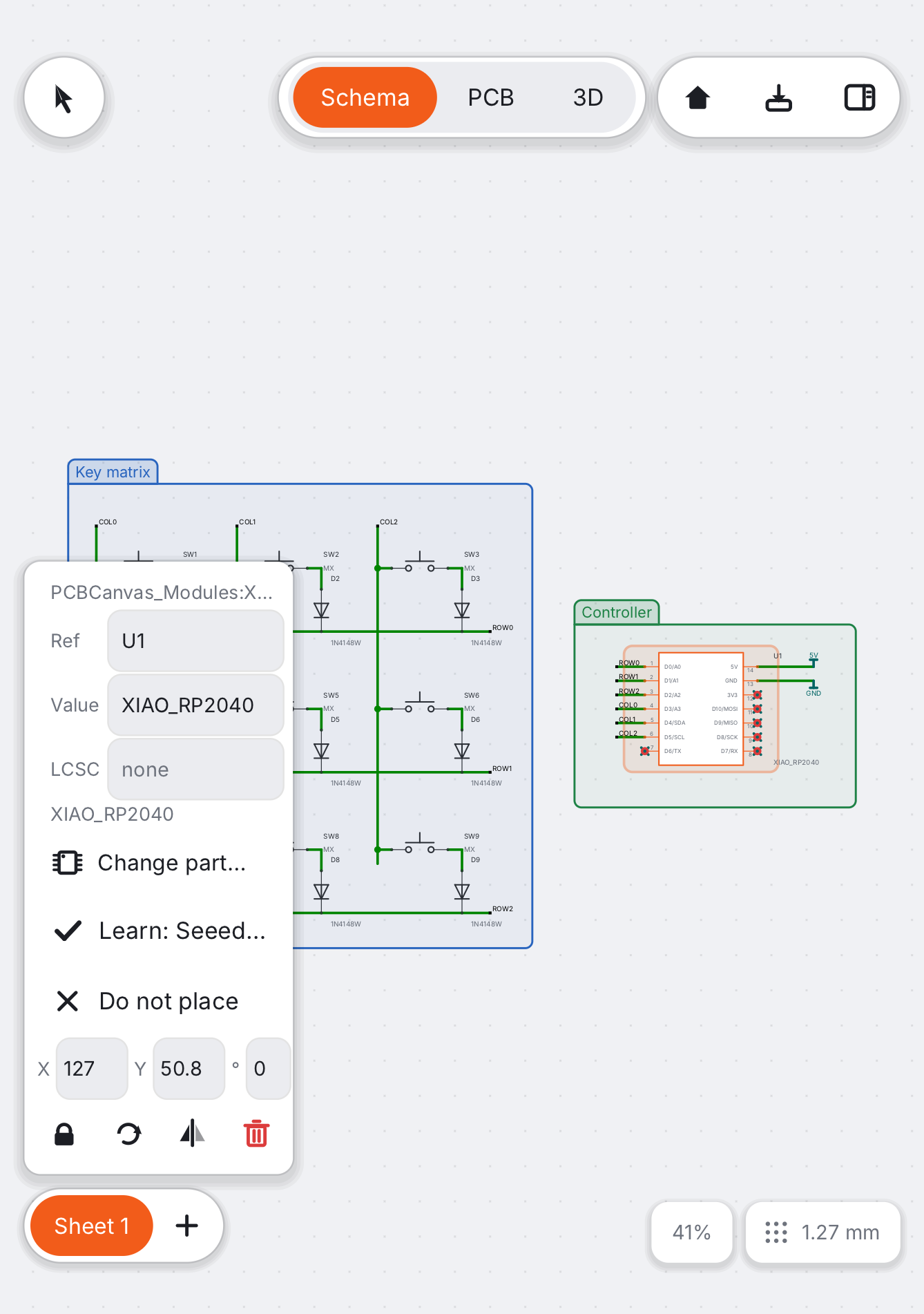 PCB Canvas on the iPhone Duo, unfolded: home view
