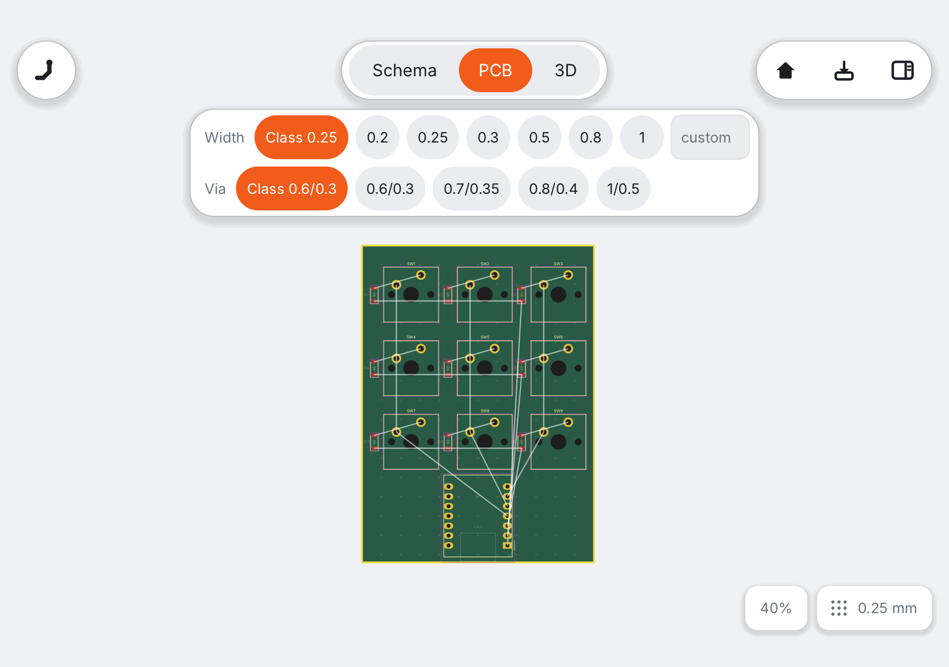 PCB Canvas on the iPhone Duo, unfolded: landscape